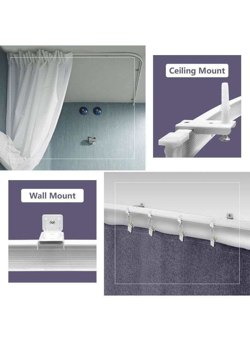 Ceiling Curtain Track, Flexible Bendable Curved Curtain Rail with Sliding Clips, Easy Wall or Ceiling Mount, 488cm Adjustable Track for Curtains Room Divider RV Bathroom or Living Room White - Image 2